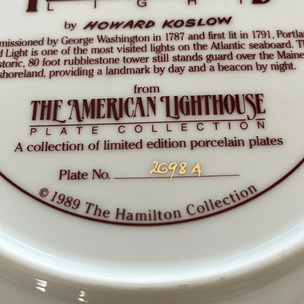 EXC Lighthouse Portland Head Porcelain Plate 1989 Hamilton Collection Coastal